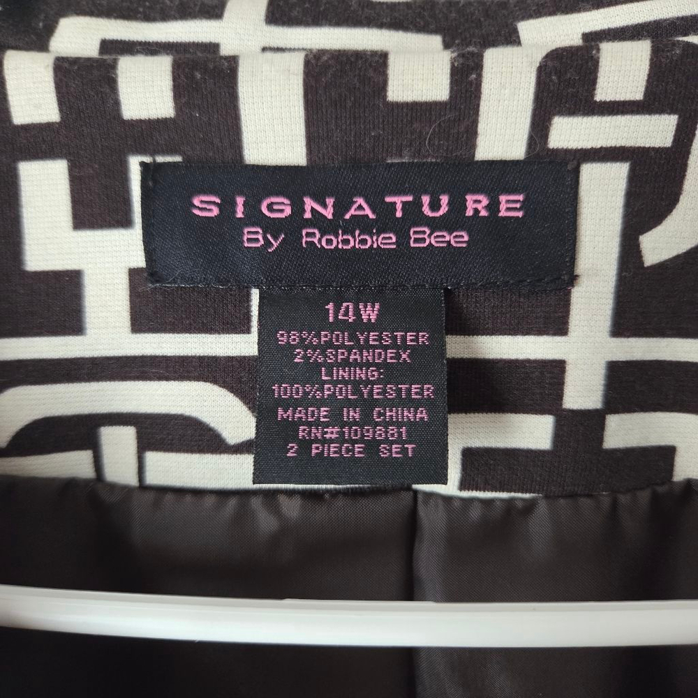 Signature by Robbie Bee half sleeve brown and white dress over coat ONLY - Picture 2 of 10